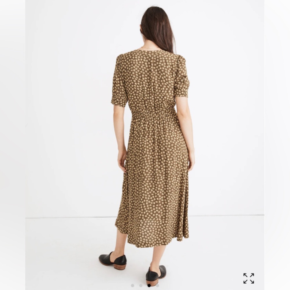 NWT Madewell Button-Cuff Midi Dress in Wood-Cut Flowers - Picture 7 of 9